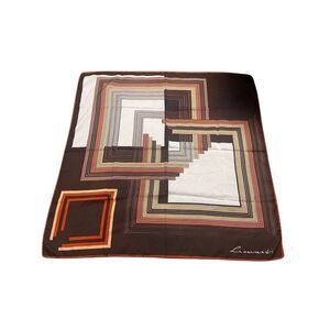 Vintage Leonardi Designer Silk Scarf Brown Orange Gold Geometric Design